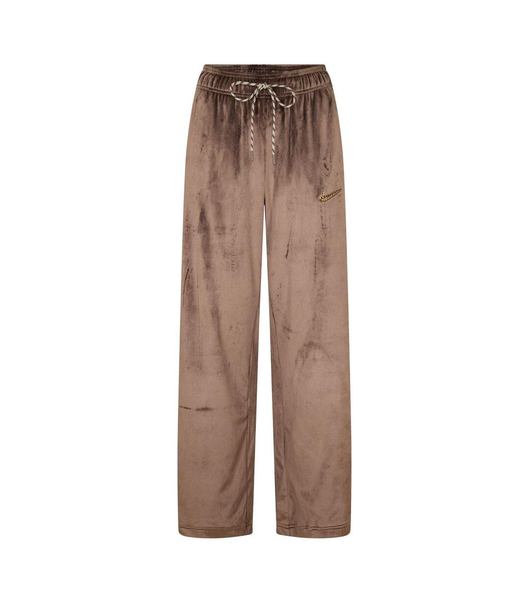 Womens/ladies Velour Wide Leg Trousers Brown Nike-2