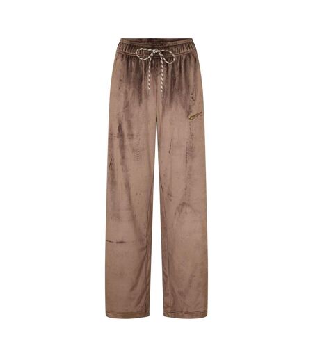 Womens/ladies Velour Wide Leg Trousers Brown Nike