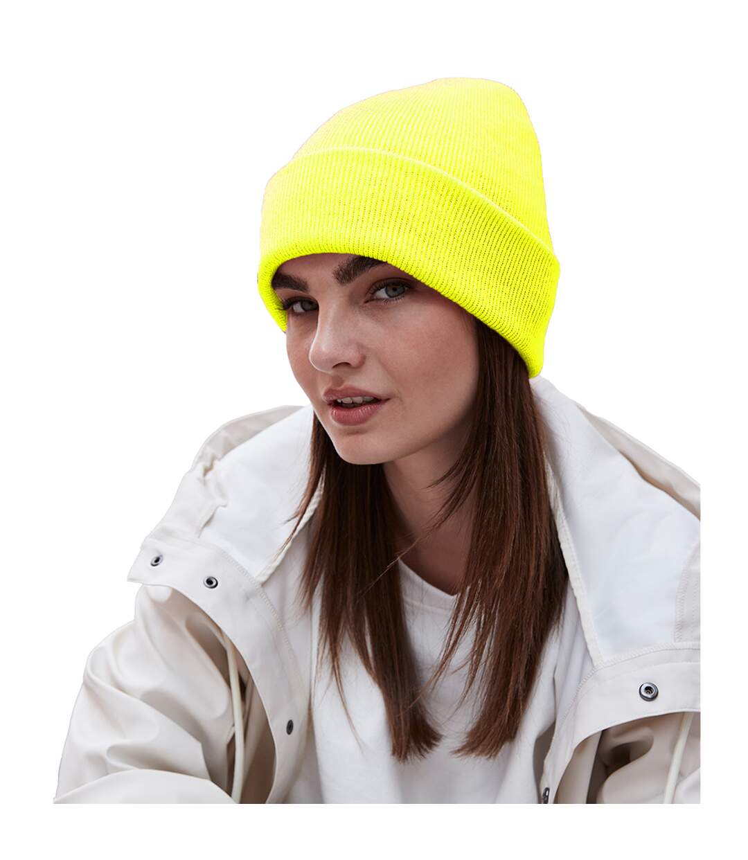 Unisex Adults Original Cuffed Beanie Fluorescent Yellow Beechfield-1