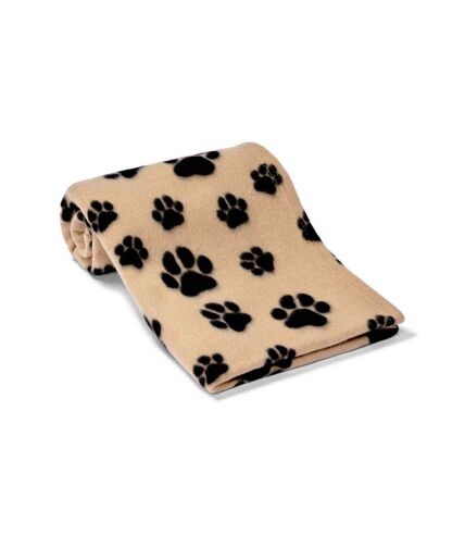 Brand Lab Paw Print Polar Fleece Dog Blanket (Light Brown) (100cm x 80cm)