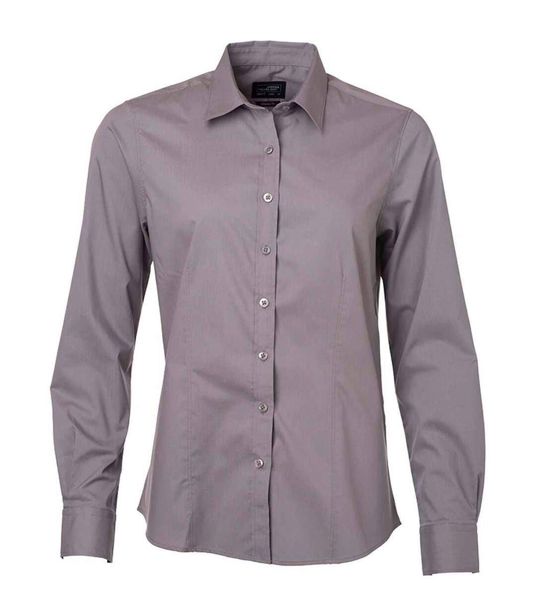 chemise popeline manches longues - JN677 - femme - gris acier-1