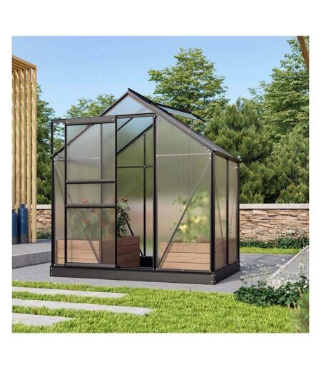 Serre de jardin en polycarbonate 4 mm et aluminium noir avec embase Venus Longueur de 131 cm