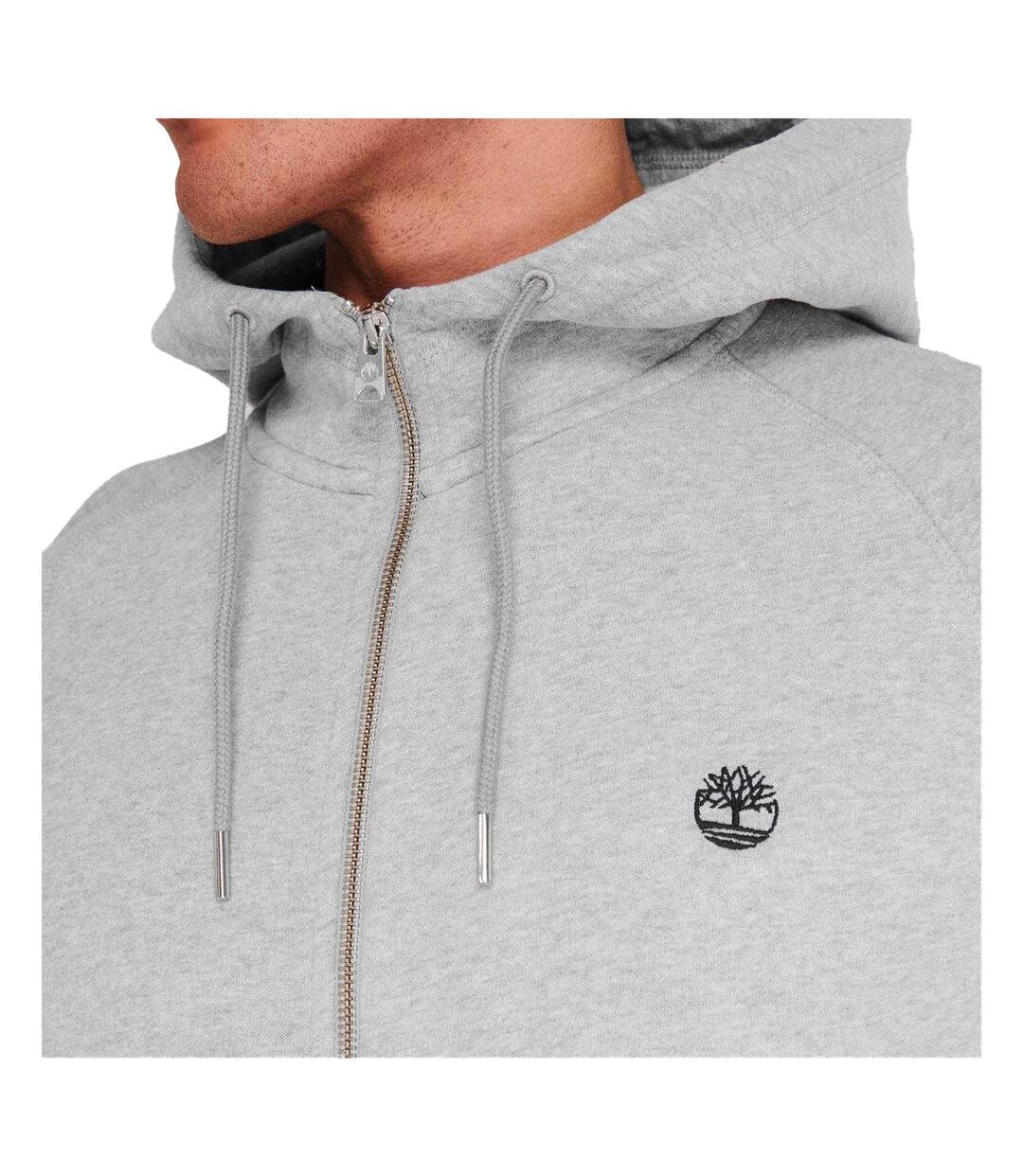 Mens Cotton Blend Lightweight Raglan Full Zip Hoodie Medium Grey Timberland-4