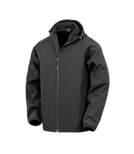 Mens hooded 3 layer recycled soft shell jacket black Result