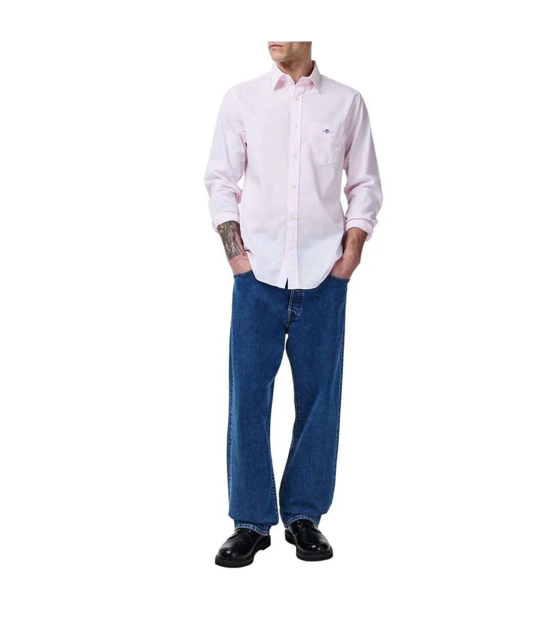 Mens Banker Poplin Shirt Pale Pink Gant-4
