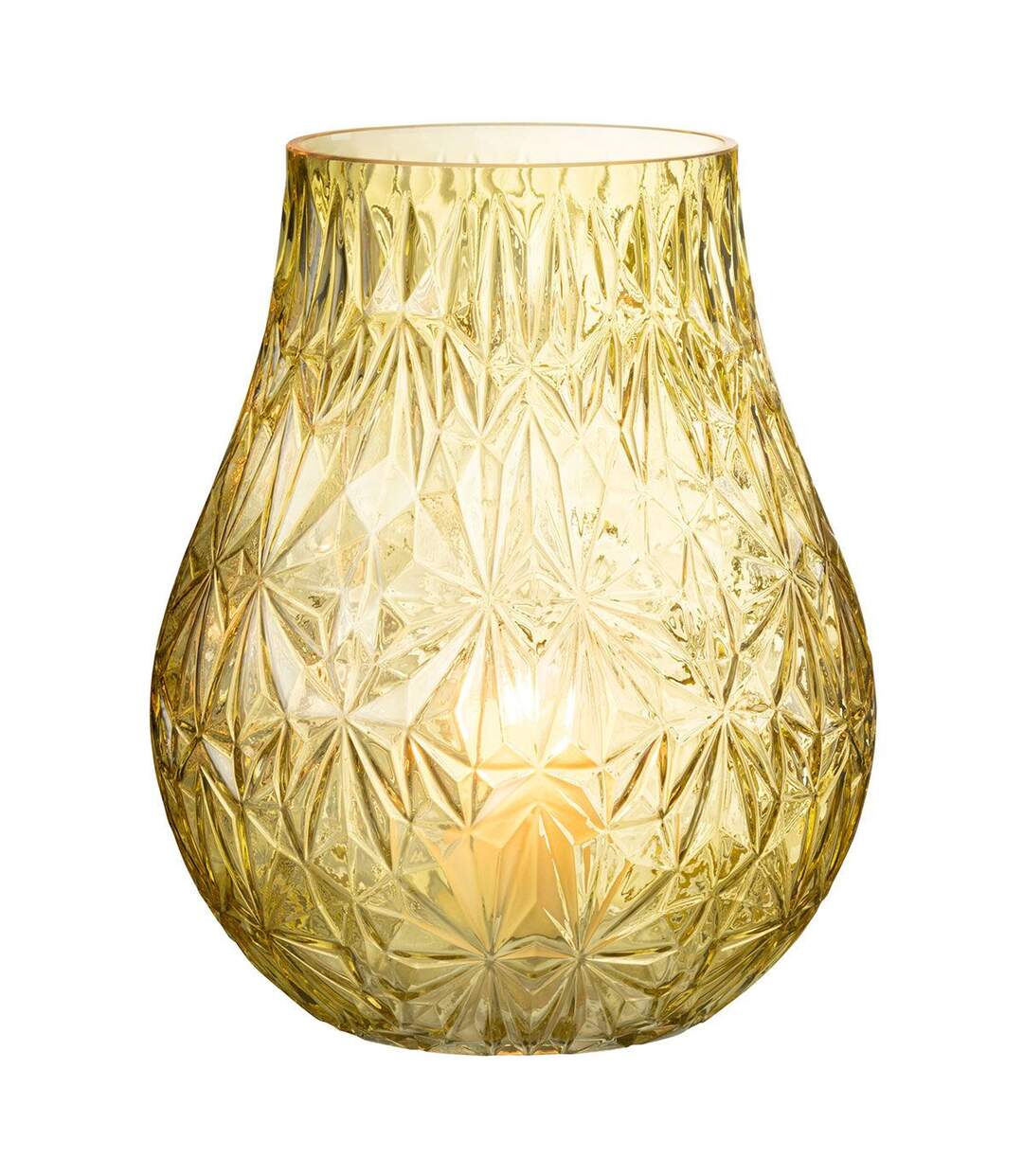 Vase Design en Verre Diamant 28cm Jaune-2