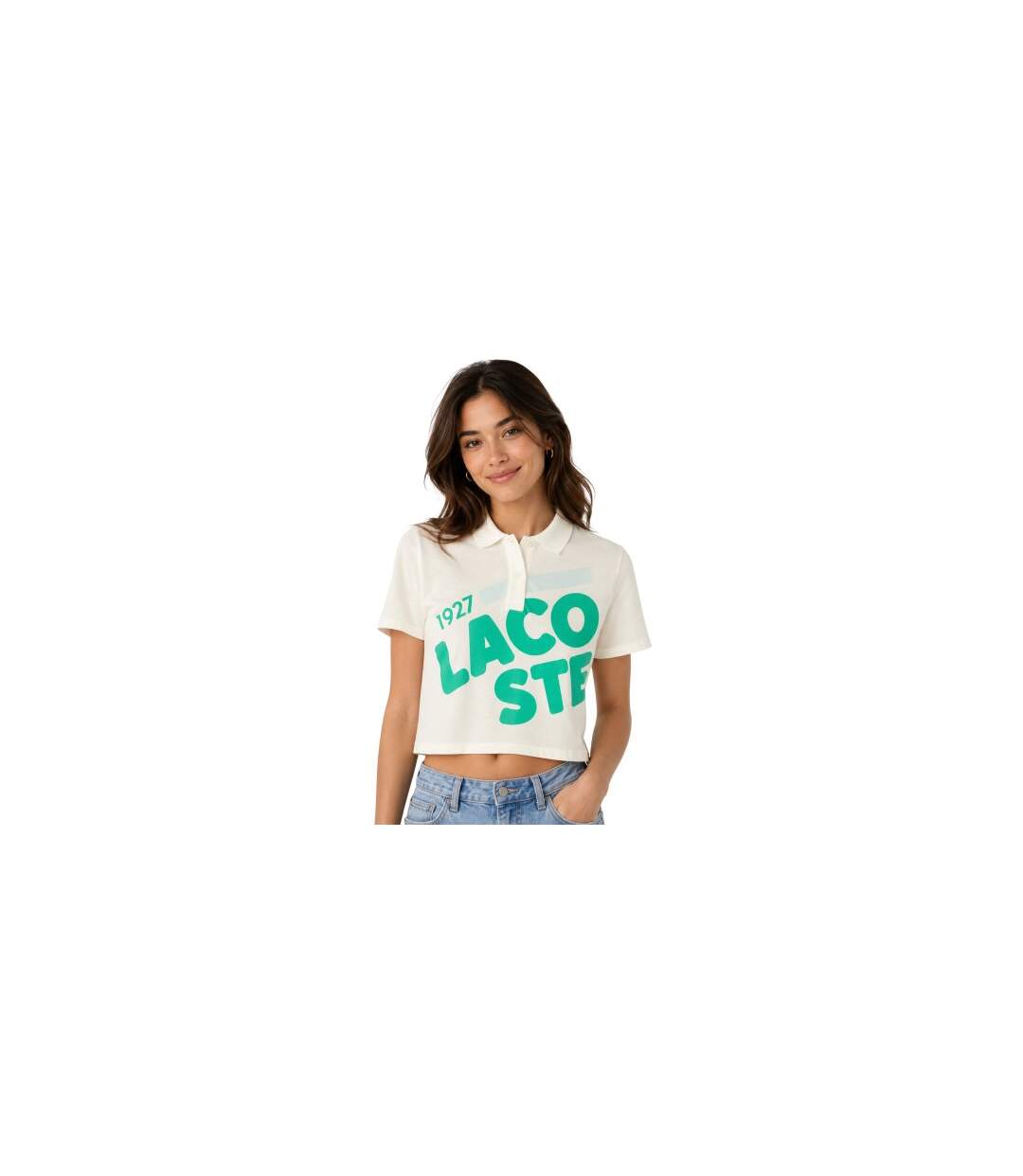 Polo Motif/style Lettrage Femme Blanc Lacoste-1