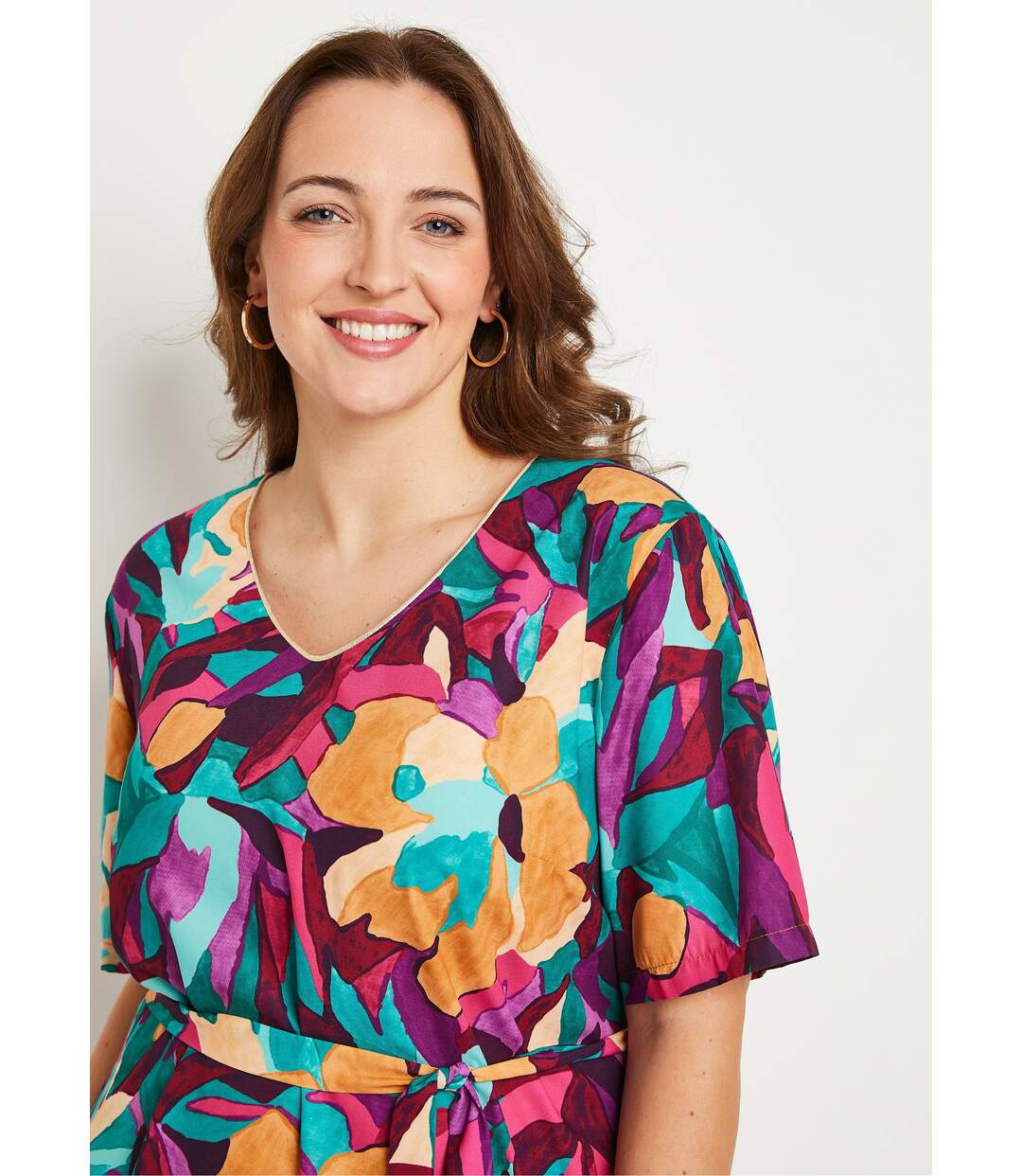 Robe ample courte imprimé floral-3