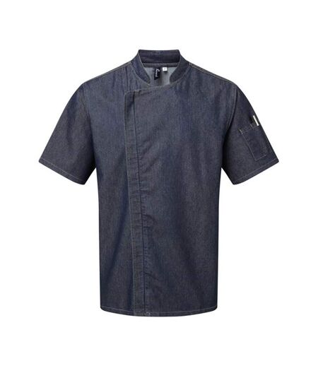 Unisex Adult Zipped Short-sleeved Chef Jacket Indigo Denim Premier