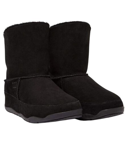 Womens/ladies original mukluk shorty leather ankle boots black Fit Flop