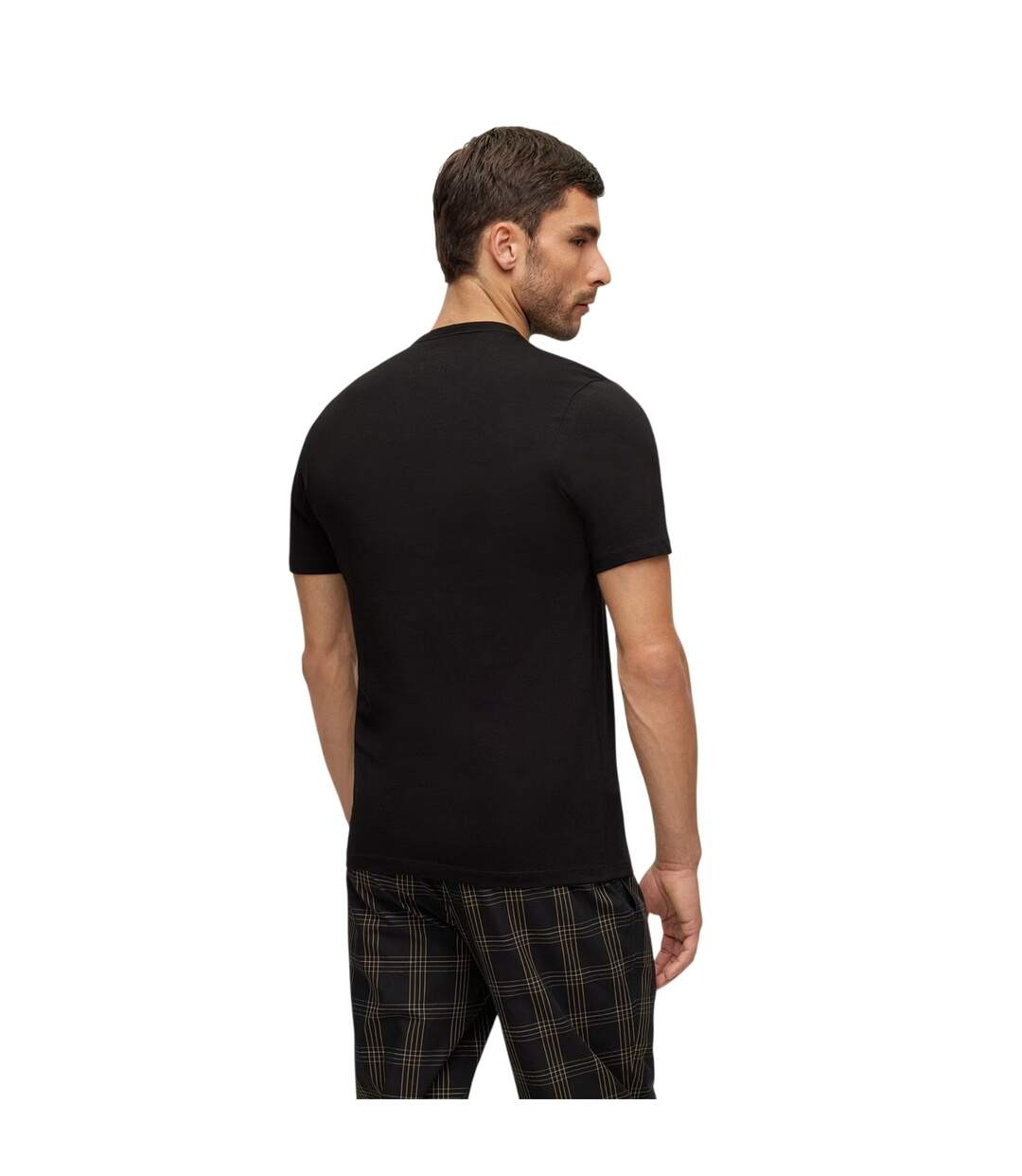 Pack Of 3  Mens Embroidered Logo Crew Neck T-shirt  Black Navy Charcoal Grey Boss-3