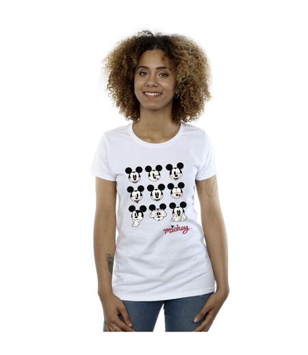 Disney T-shirt en coton Femme/Ladies Mickey Mouse Many Faces (Blanc) - UTBI33194