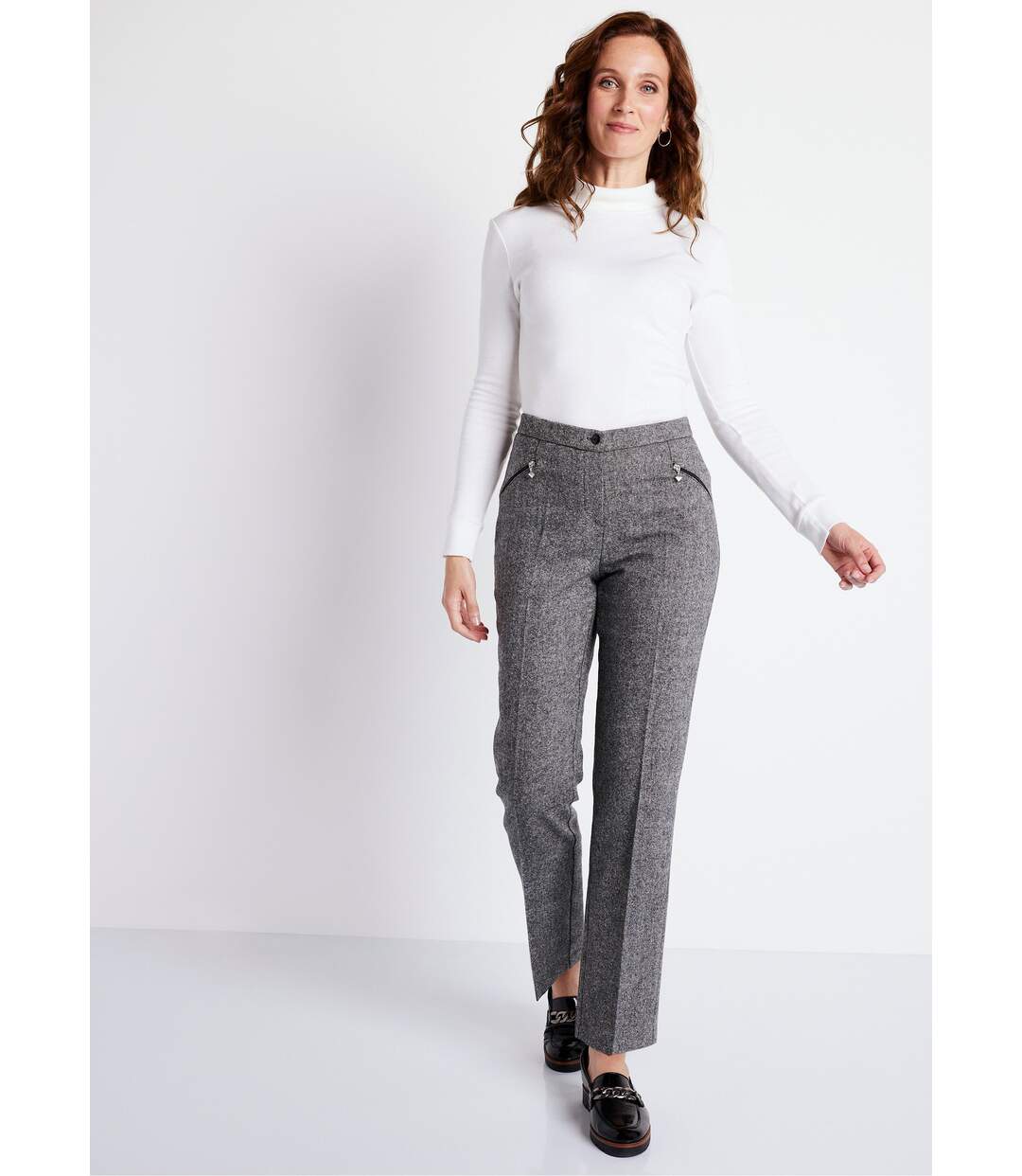 Pantalon droit chevrons ou chiné entrejambe 70 cm-4