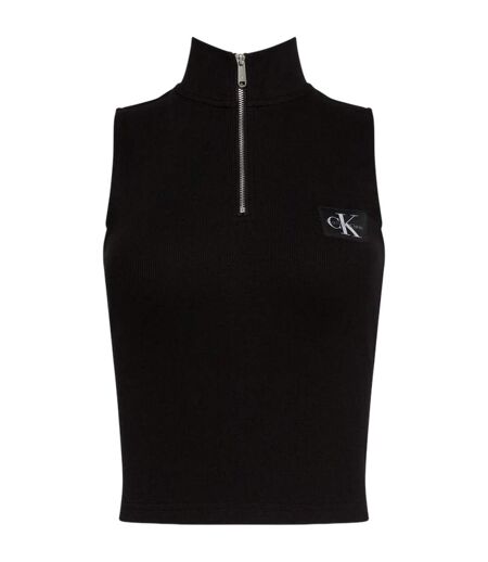 Womens/ladies Ribbed Slim Sleeveless Tank Top Black Calvin Klein