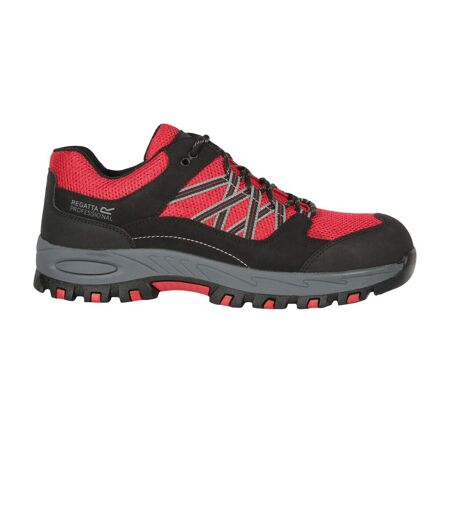 Unisex adult sandstone safety trainers red/black Regatta