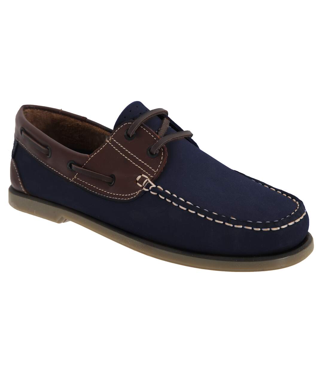 Chaussures bateau homme bleu marine/nubuck marron Dek