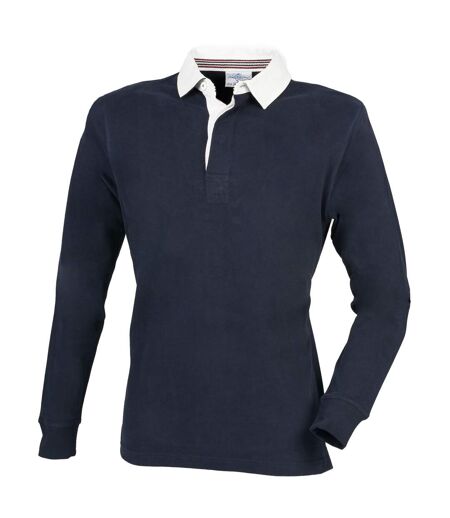 Front Row Mens Premium Long Sleeve Rugby Shirt/Top (Navy)