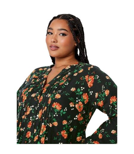 Tunique Motif/style Floral Femme Noir Rouge Yours