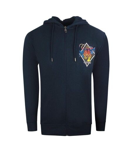 Mens Diamond Logo Full Zip Hoodie Navy Cavalli Class