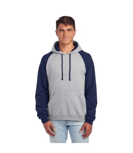 Sweat À Capuche Motif/style Blocs De Couleurs Adulte Oxford Bleu Marine Jerzees