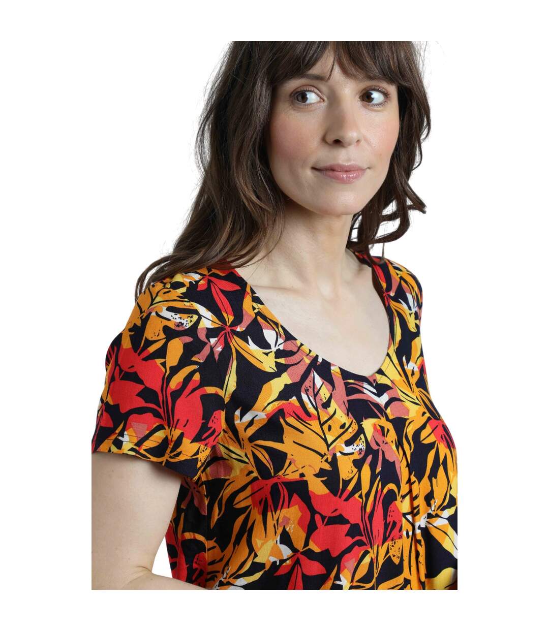 Womens/ladies nuri printed eco liva tunic caramel Weird Fish-3