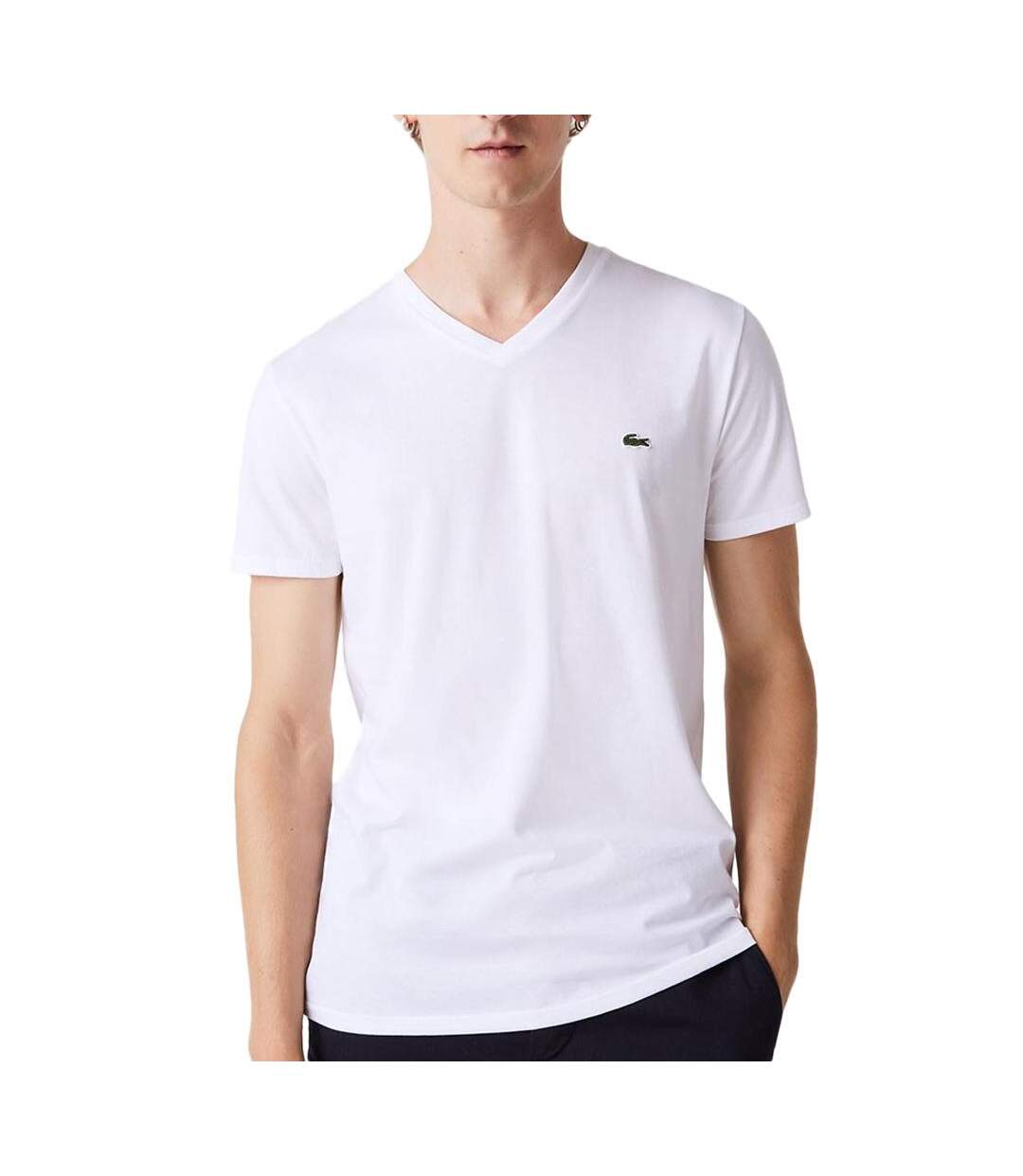 T-shirt blanc homme lacoste th6710001-1