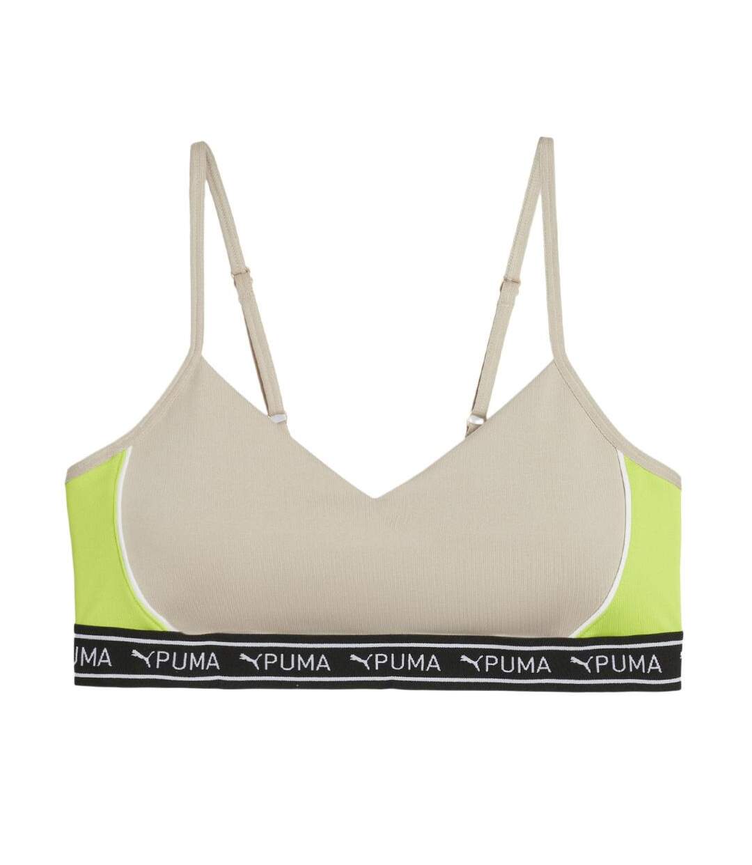 Brassière beige/jaune fluo femme puma move strong - l-1