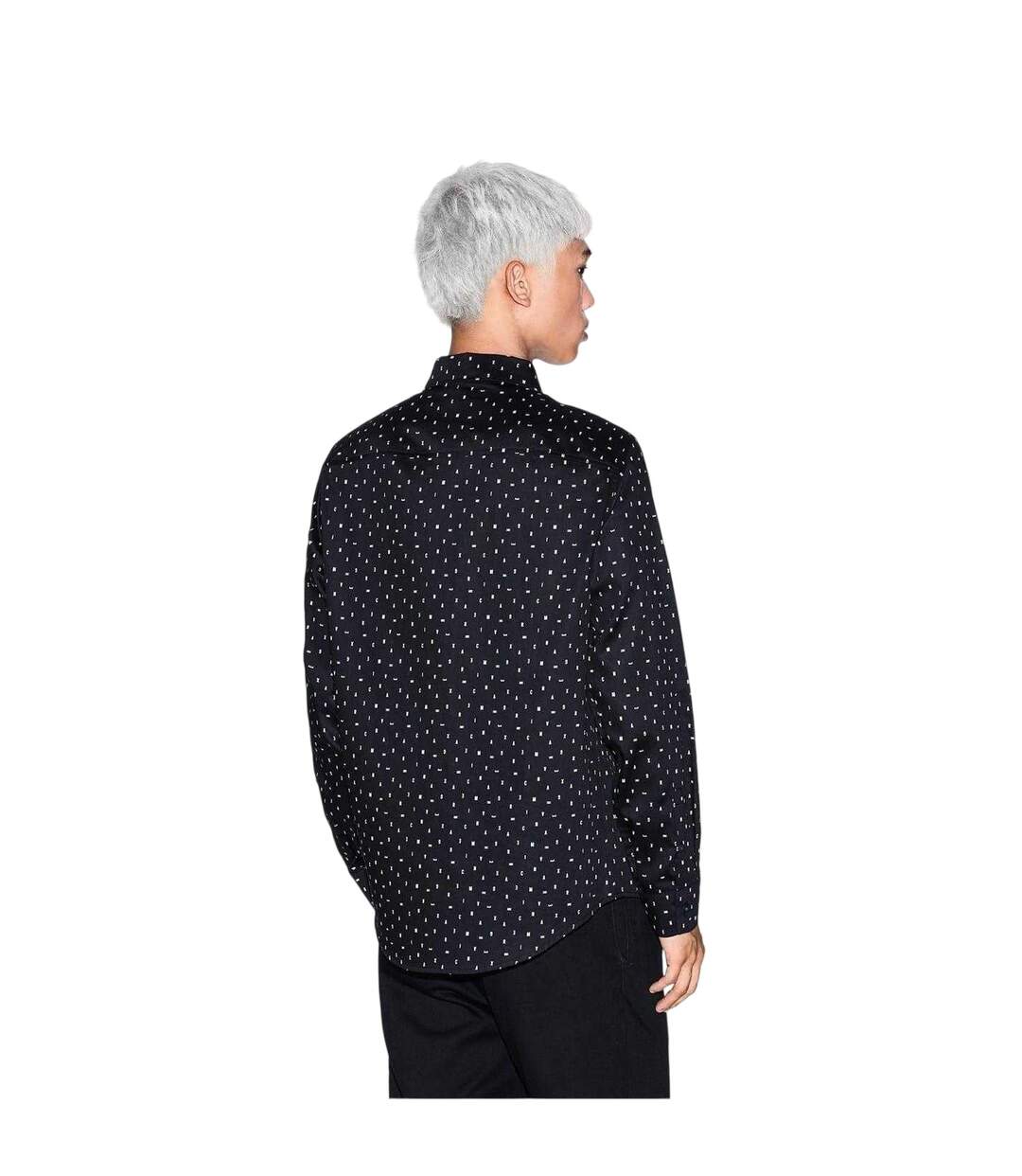 Mens Polka Dot Long-sleeved Shirt Black Armani Exchange-2