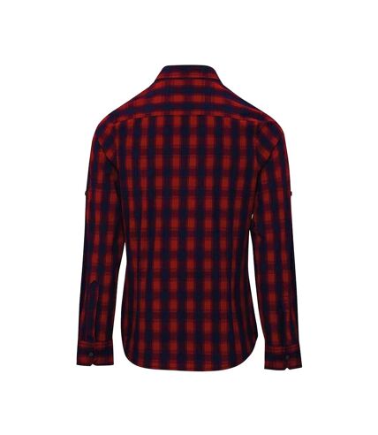 Premier Womens/Ladies Mulligan Check Shirt à manches longues (Rouge / Bleu marine) - UTPC3104