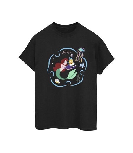 Disney Femme/Les femmes La petite sirène lisant un livre T-Shirt Boyfriend en coton (Noir) - UTBI30983