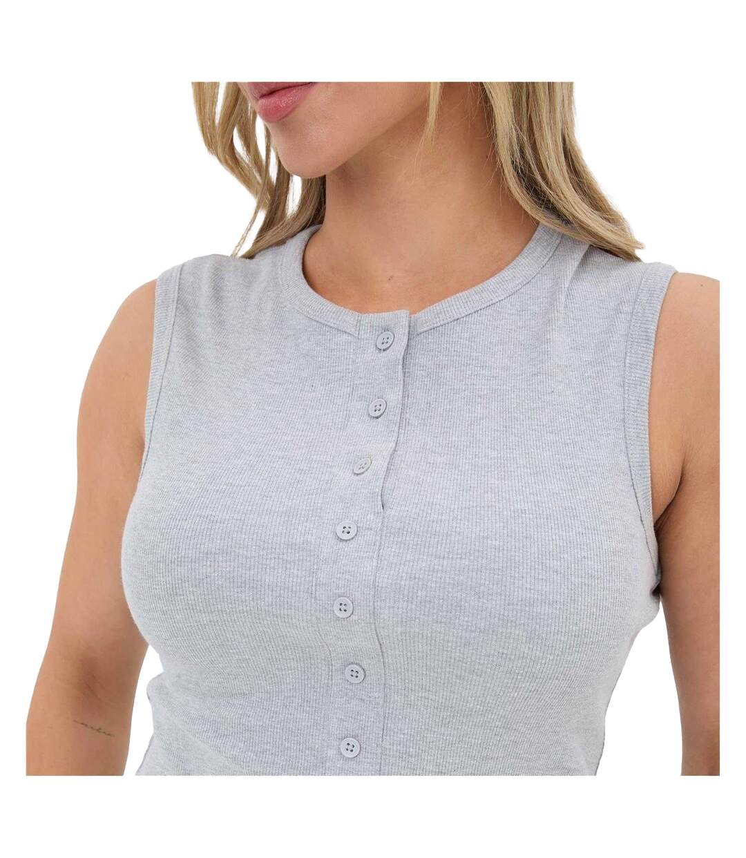 Haut Court Sans Manches Femme Gris Chiné I Saw It First-4