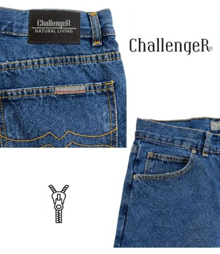 CHALLENGER FALCONE1 — Jean 5 poches bleu stone 100% coton : la toile robuste au style authentique