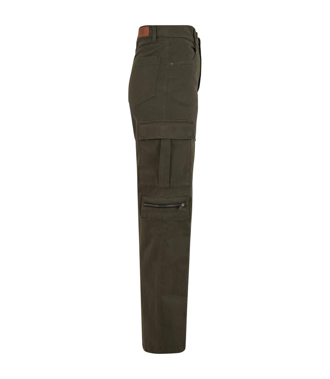 Womens/ladies Utility Twill Stretch Loose Cargo Trousers Black Olive Urban Classics-2