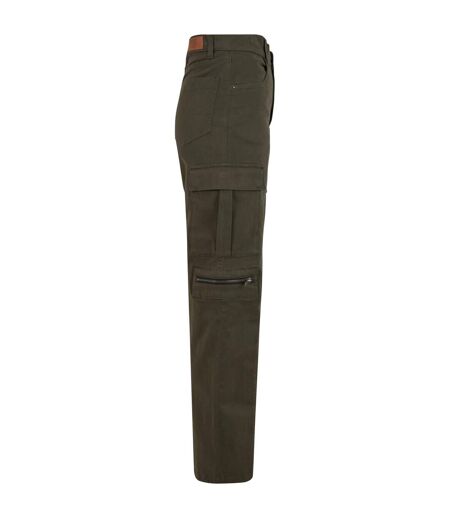 Womens/ladies Utility Twill Stretch Loose Cargo Trousers Black Olive Urban Classics