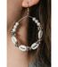 Large Silver Beaded Cowrie Sea Shell Big Summer Beach Asian Dainty Hoop Earring