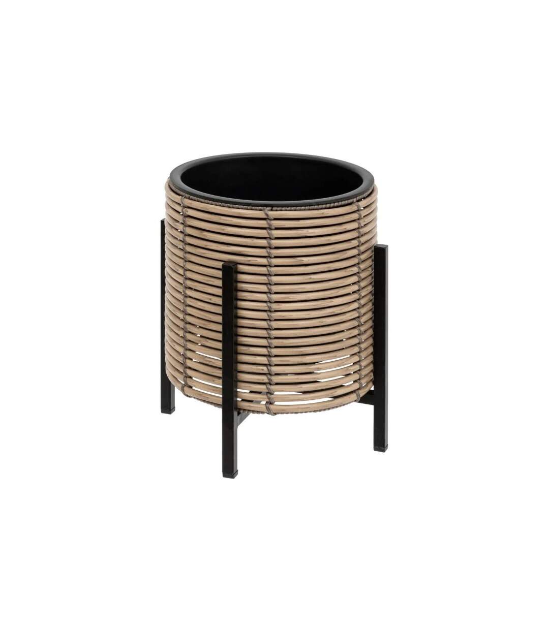 Lot de 3 Cache-Pots Déco Imitation Rotin 42cm Beige-3