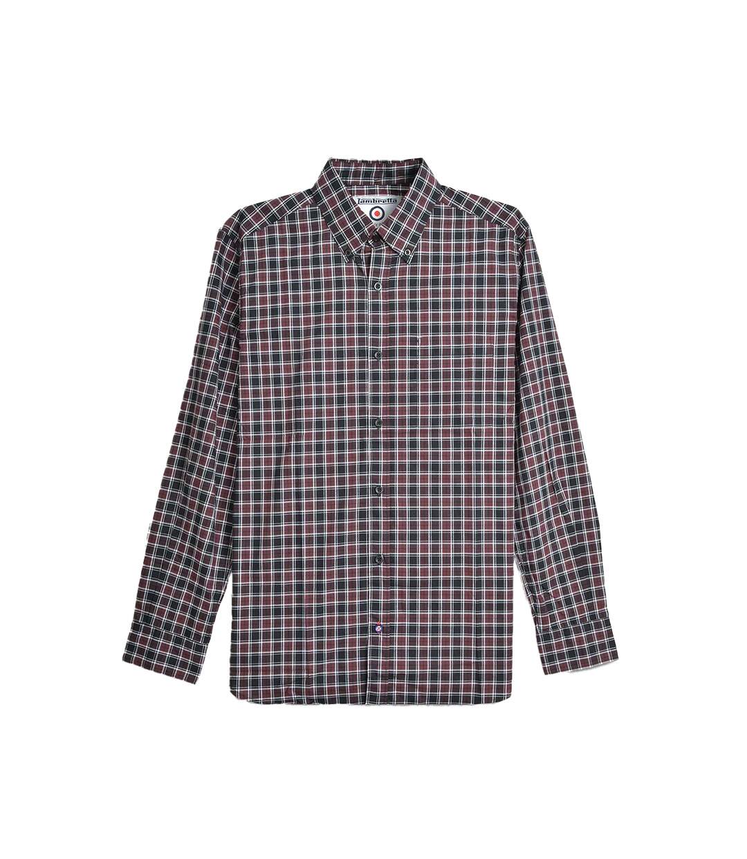 Chemise Manches Longues Motif/style À Carreaux Homme Bordeaux Noir Lambretta-2