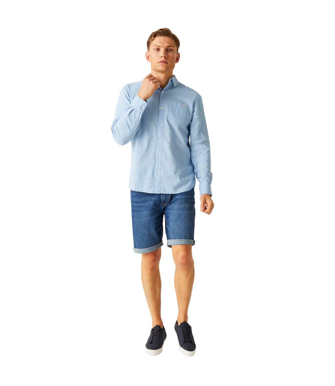 Mens Babbinswood Linen Shirt Powder Blue Regatta-1