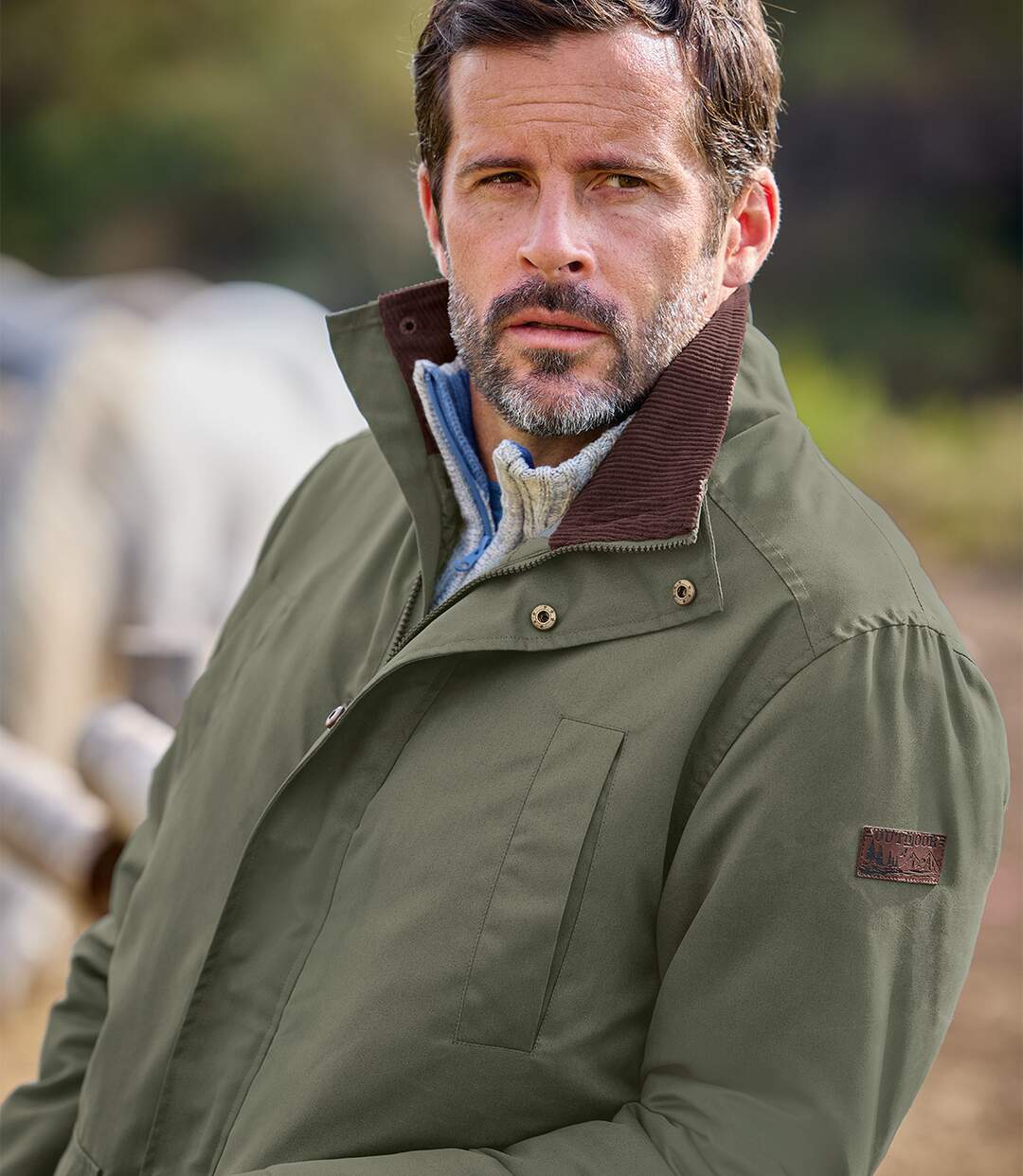 Men's Khaki Parka - Corduroy Collar-3