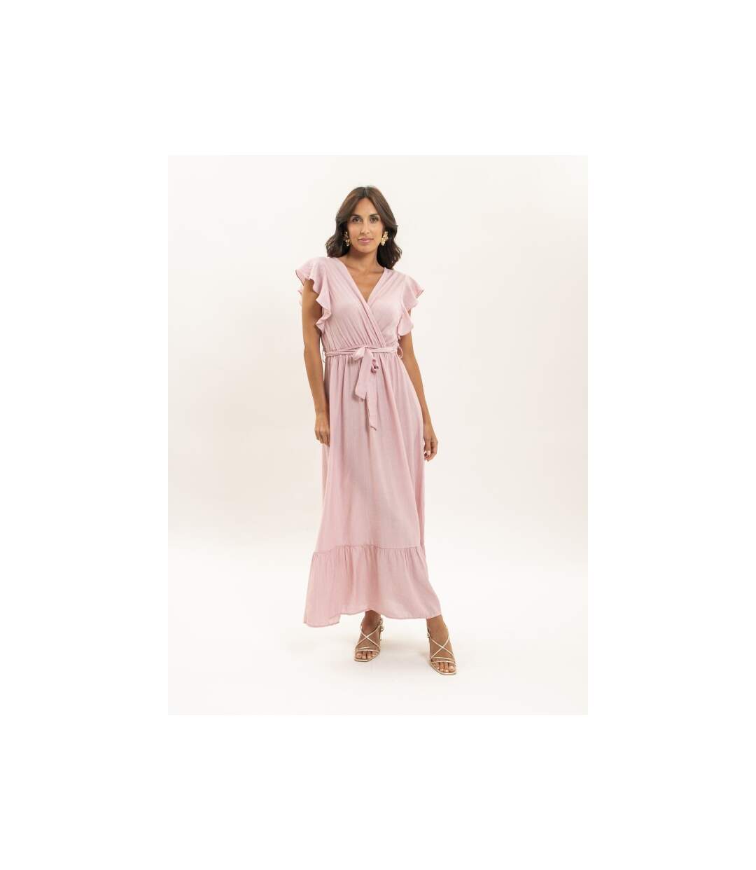 Robe longue cache-coeur avec ceinture ITERIA - Dona X Lisa-4
