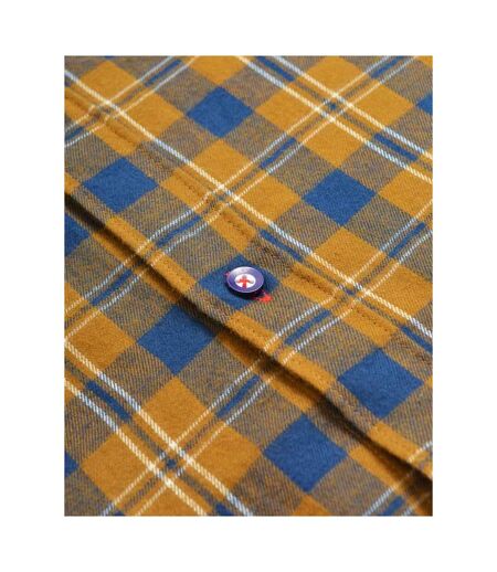 Chemise Manches Longues Motif/style À Carreaux Homme Moutarde Bleu Marine Lambretta