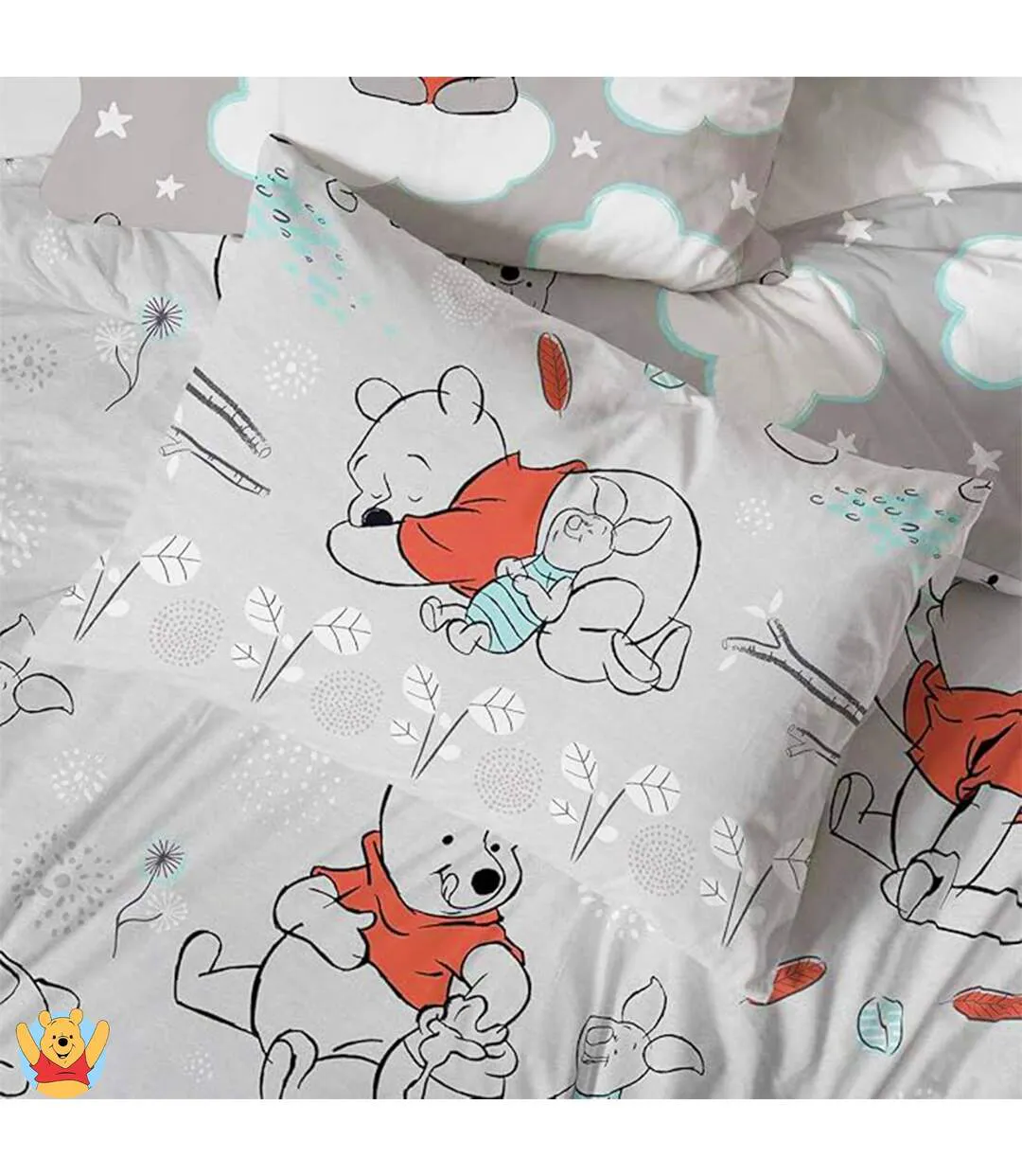 Clouds Reversible Duvet Set White Orange Blue Winnie The Pooh-4
