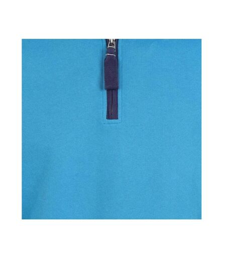 Womens/ladies Soft Touch Quarter Zip Sweatshirt Turquoise Lazy Jacks