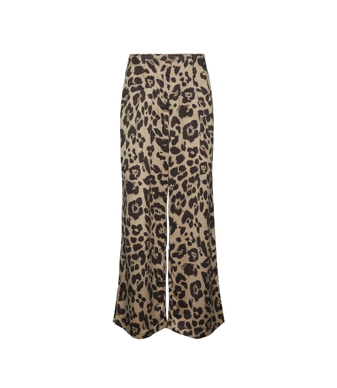 Pantalon marron/beige femme vero moda merle-1