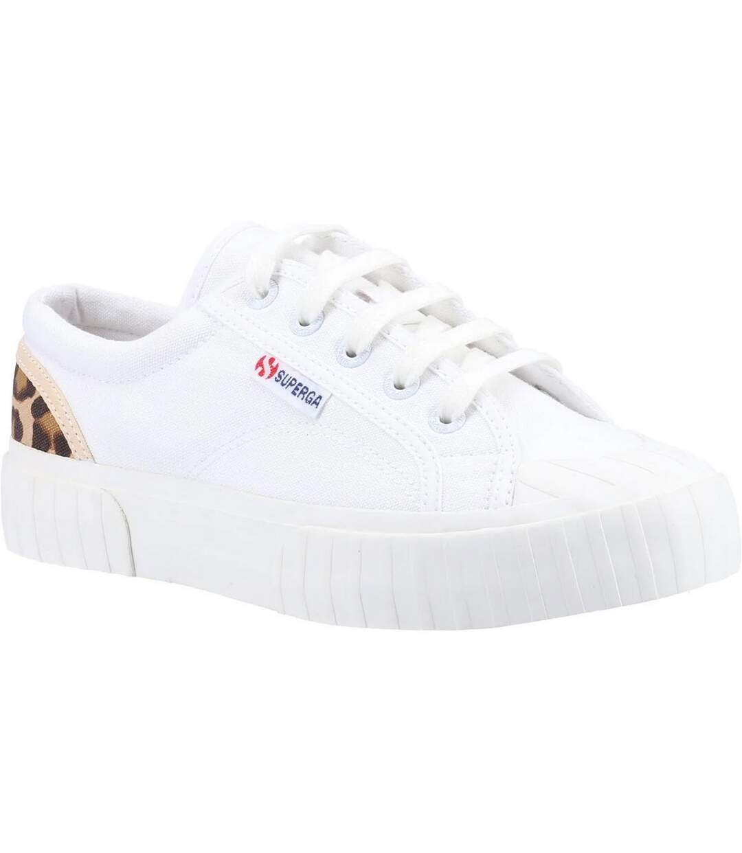 Womens/ladies Stripe Trainers White Superga-1
