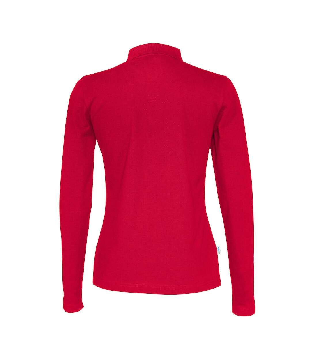 Womens/ladies Pique Long-sleeved Polo Shirt Red Cottover-2