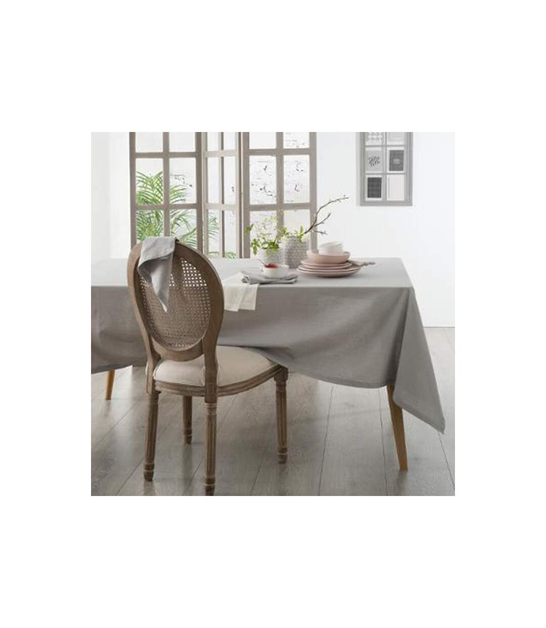 Nappe Rectangulaire Chambray 140x240cm Gris-4