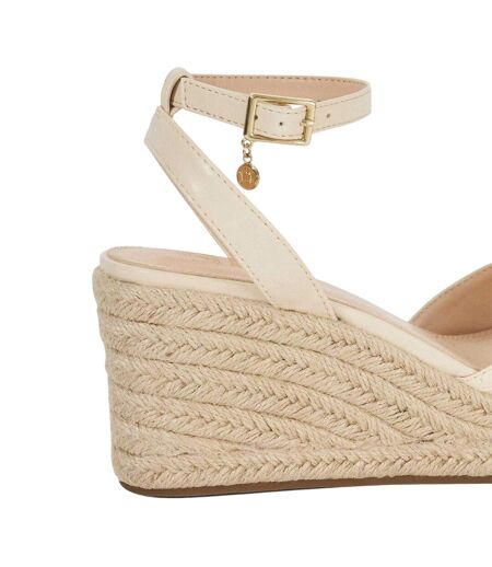Womens/ladies Kerries Espadrille High Heel Wedge Sandals Off White Dune London