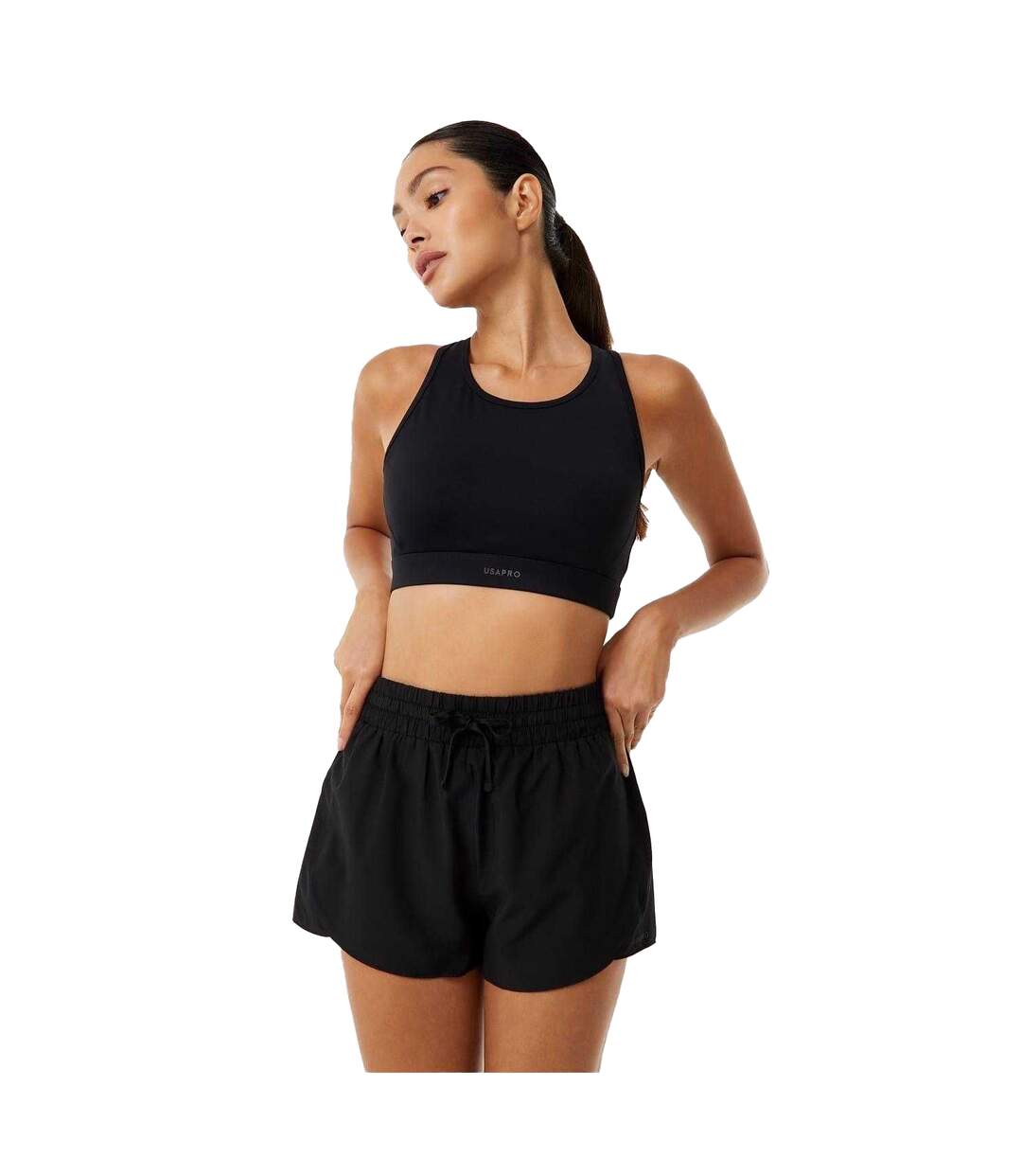 Short De Course Motif/style 2-en-1 Femme Noir USA Pro-2