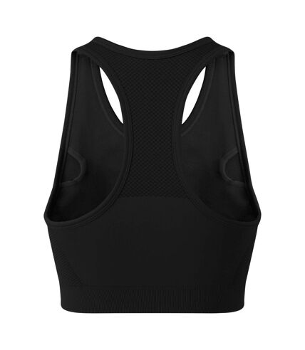 Womens/ladies seamless 3d fit multi-sport solid colour sculpt sports bra black TriDri